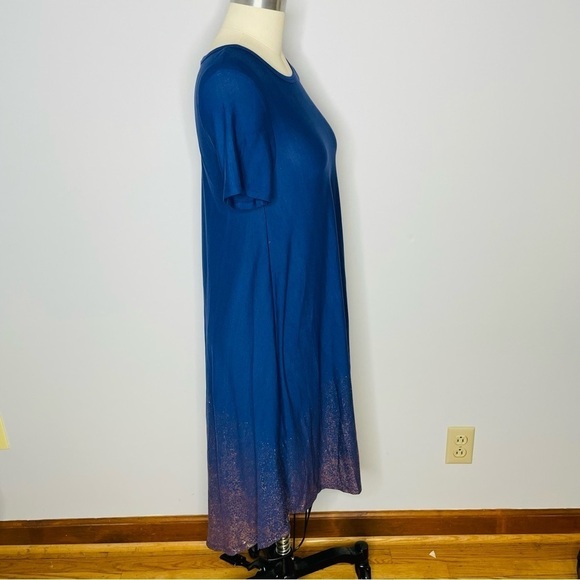 LuLaRoe Carly Dress- Elegant Collection- Blue with Gold Dipped Bottom- Size XXS - Picture 4 of 9